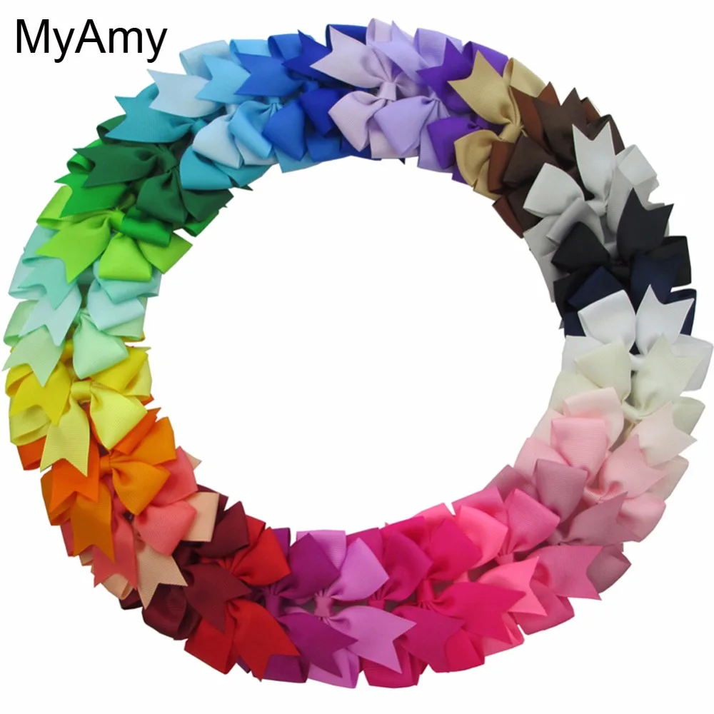 MyAmy 40pcs/lot 3'' Baby Girl Grosgrain Ribbon Boutique Hair bows WITH Alligator Clips hair Bows For girls kids hairbow | Детская