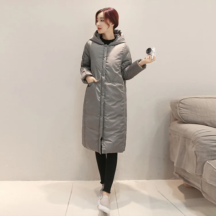 2017 Новинка зимы женские Модные пальто с капюшоном длинный Тренч женская тонкий