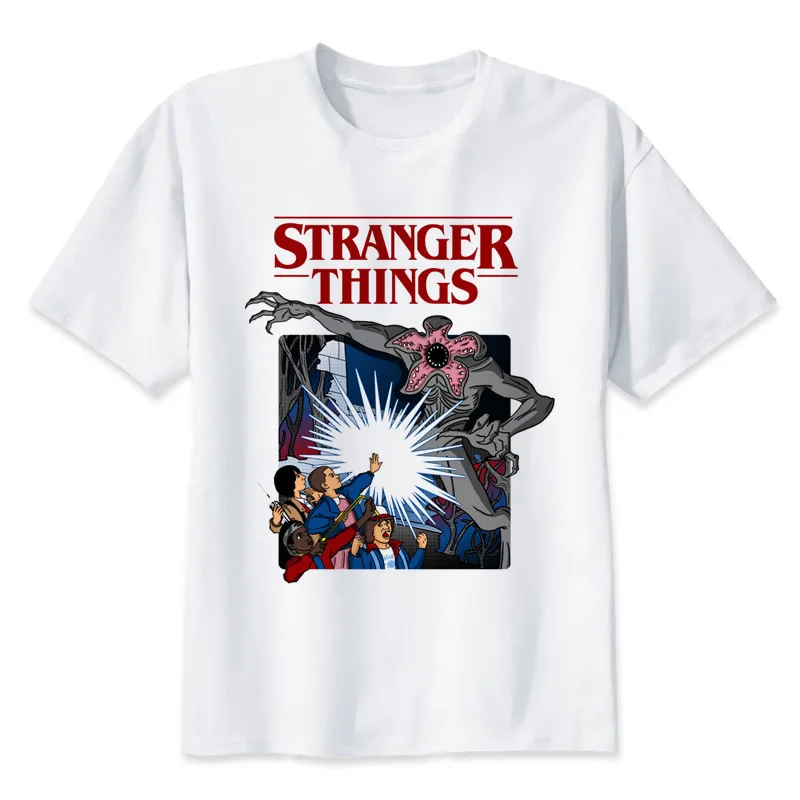 Мужская футболка с круглым вырезом Stranger Things летняя высокого качества аниме 2017 |