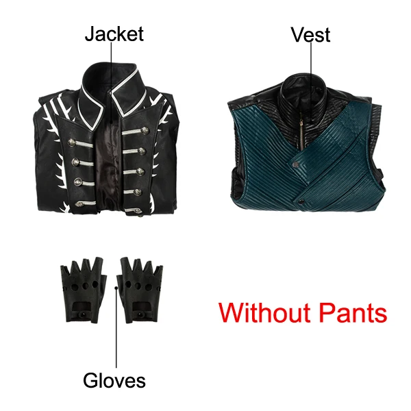 without pants boots DMC Vergil косплей костюм игры Хэллоуин наряд из искусственной кожи куртка для мужчин Дети Индивидуальный заказ супергероя комплект - Цвет: without pants boots