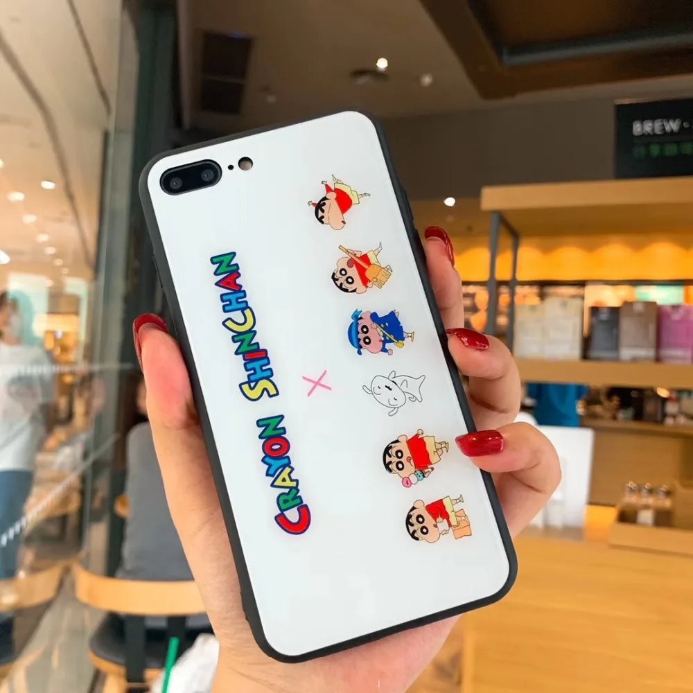 Новый стиль супер милый мультфильм карандаш Shin-chan закаленное стекло белый чехол