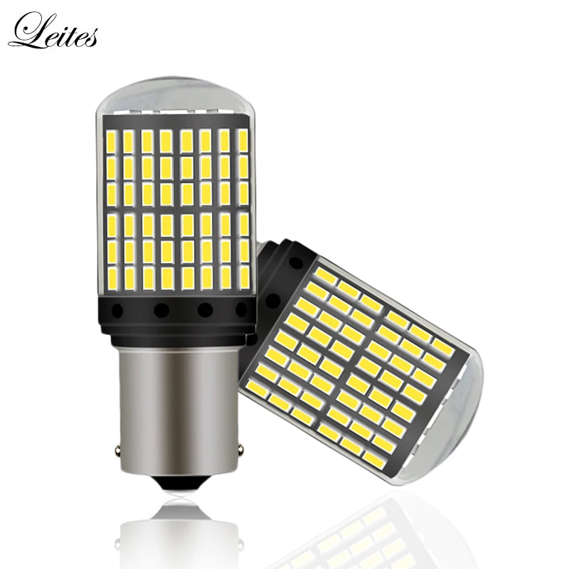 2 шт. без гипер вспышки PY21W BAU15S 1156 BA15S T20 7440 W21W Canbus 144 SMD 3014 чип указатели поворота