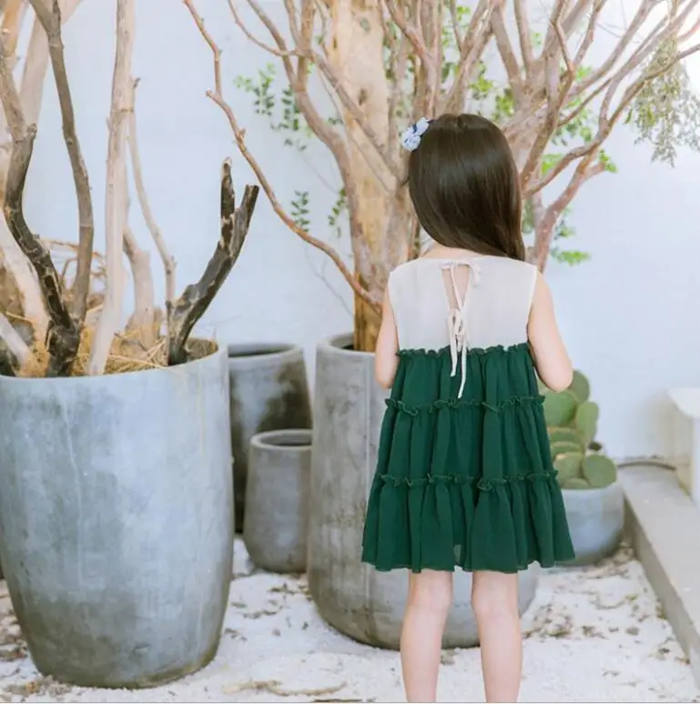 2018 Baby Girls Summer Chiffon Pleats Cake Vest Dresses Princess Kids Sweet Dress 5 pcs/lot Wholesale | Детская одежда и обувь