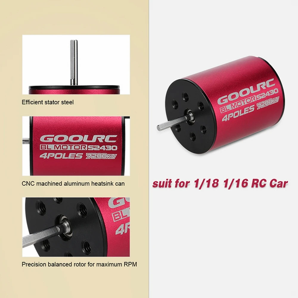 GoolRC S2430 7200KV Бессенсорный бесщеточный двигатель и 25A ESC Комбинированный набор для