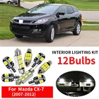 Комплект светодиодных лампочек 12x для автомобилей 2007, 2008, 2009, 2010, 2011, 2012, Mazda CX-7, CX7, 12 В, ультра-белая карта, купольный багажник, лампа для номерного знака