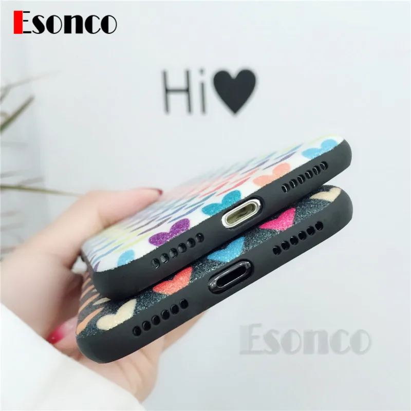Sweet Heart чехол для iPhone х 6S 6 Plus 7 8 X XS телефона Симпатичные Блеск Soft Phone