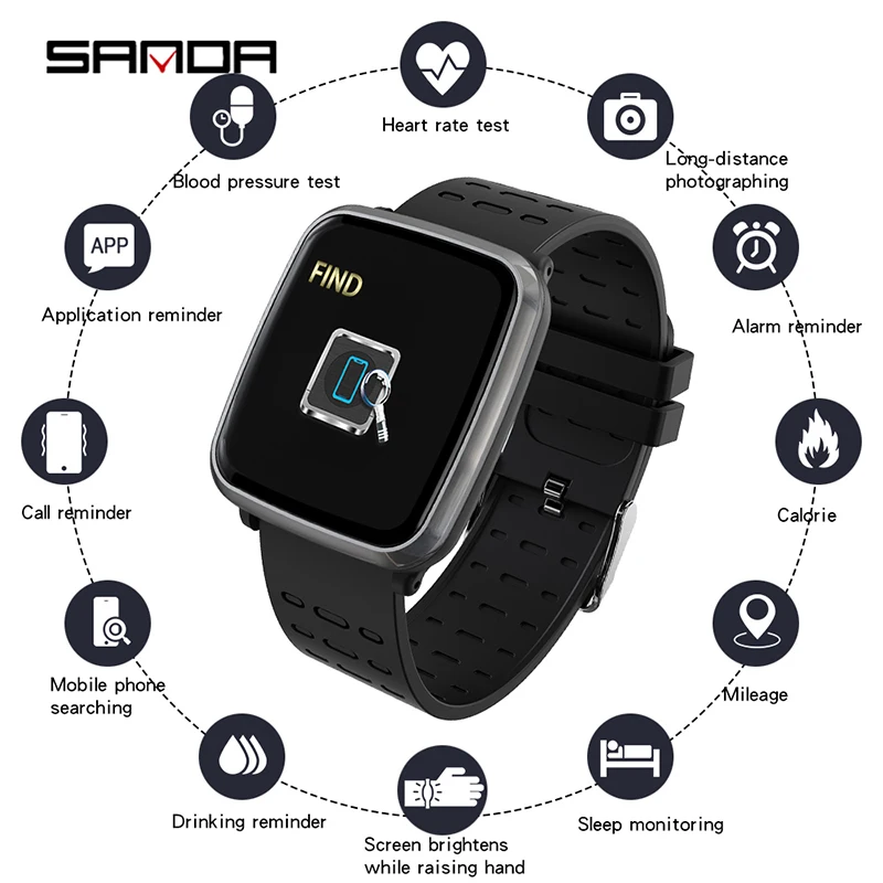 SANDA фитнес трекер умные часы для мужчин Bluetooth ECG PPG пульсометр кровяное давление