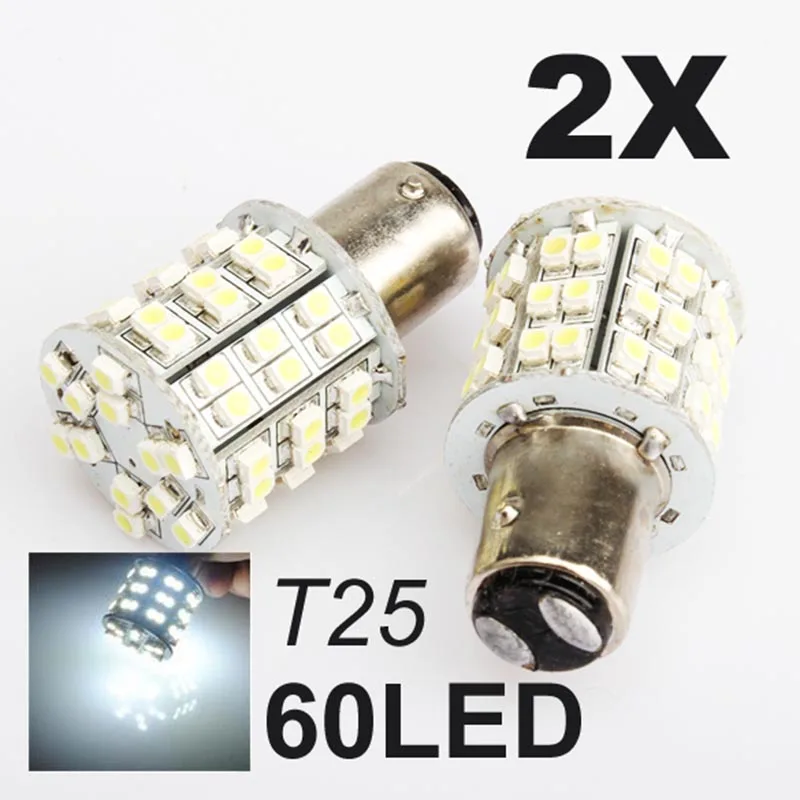 2 шт./компл. T25 60 SMD светодиодный светильник стоп сигнал поворотный фонарь чистый