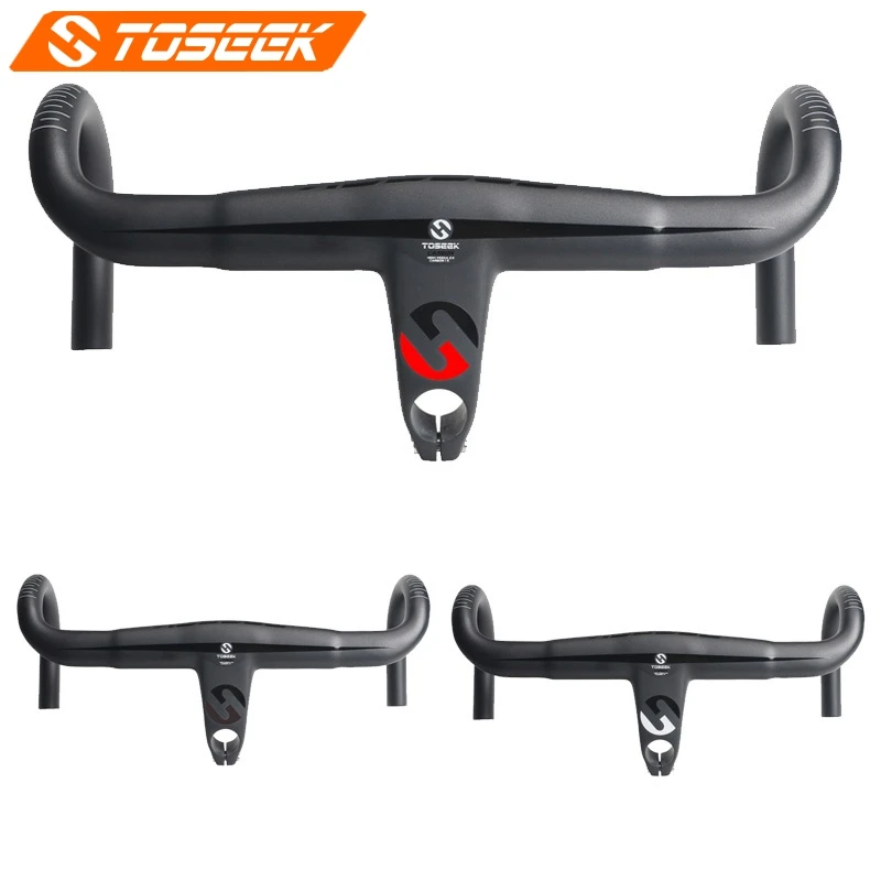 

TOSEEK Bicycle Handlebars Road Bike Integral Handlebar Stem 400/420/440mm With 90/100/110/120mm UD Matte Finish 28.6mm