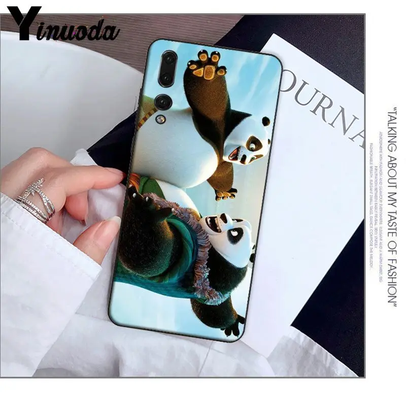 Yinuoda kungfu панда черный ТПУ Мягкий силиконовый чехол для телефона Haiwei P10 plus Honor 9 10 View