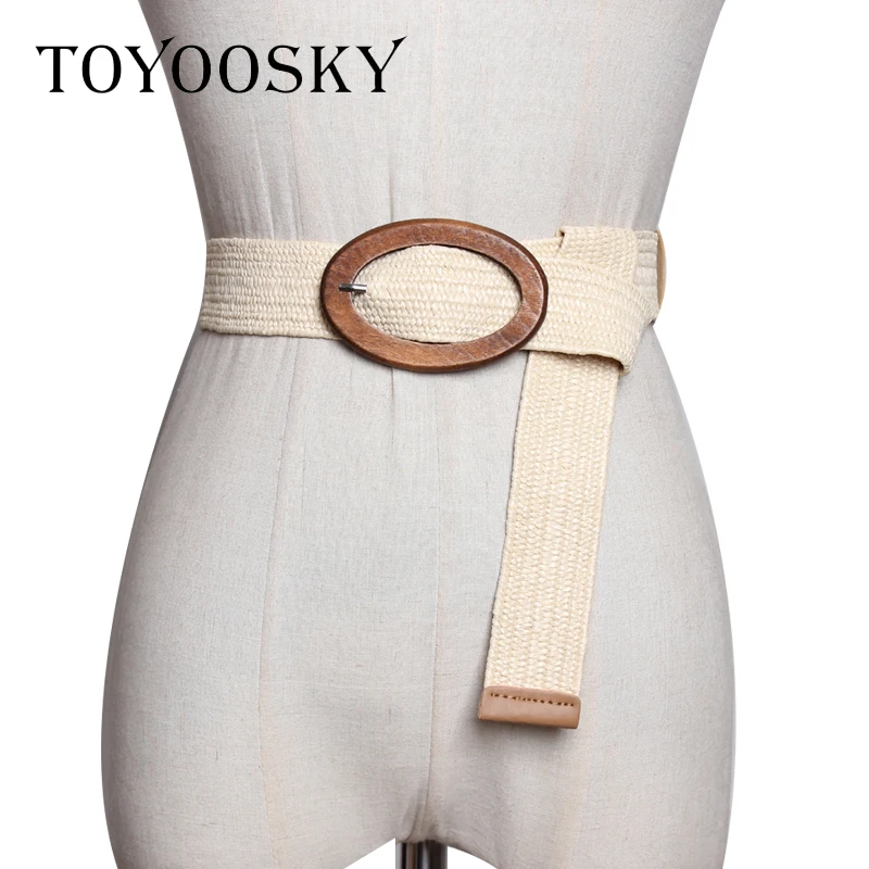 Ремень TOYOOSKY женский Плетеный модный однотонный пояс в этническом стиле с круглой