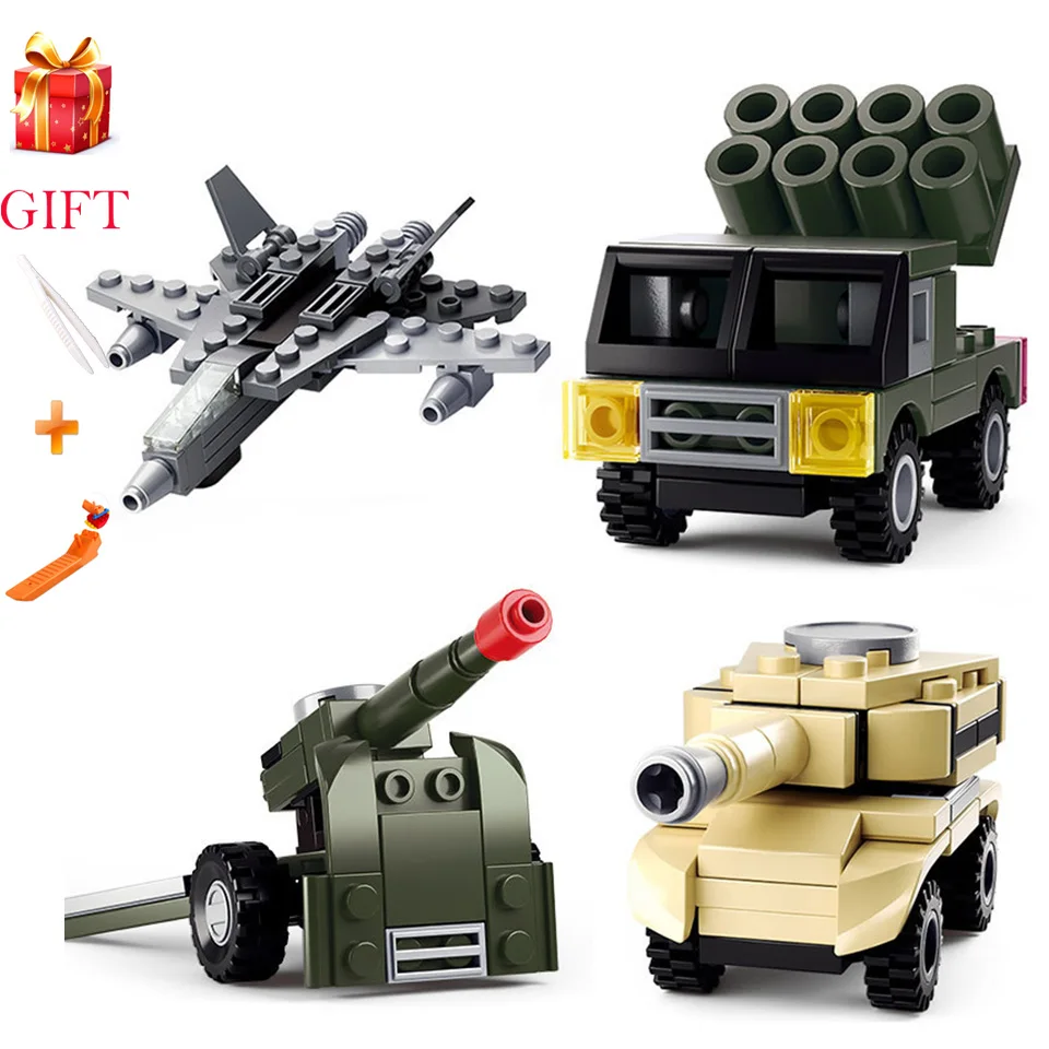 Мини Fighterd самолет дети строительные блоки Военный танк Assemable модель игрушки блок