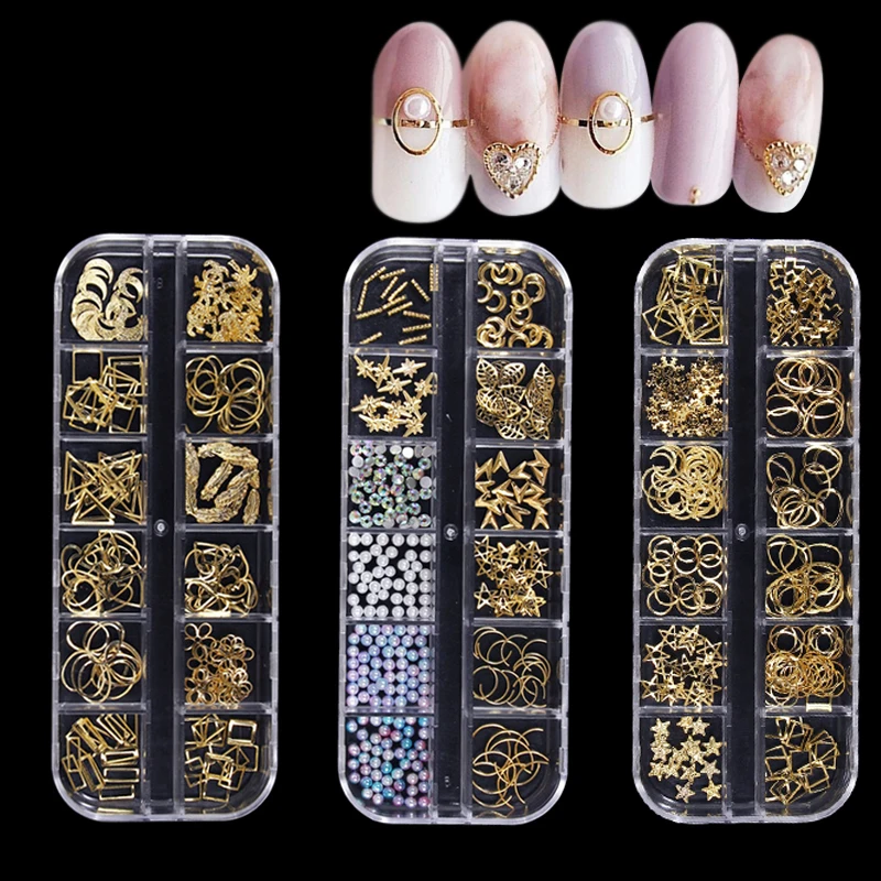 3D украшения для ногтей зеркальные металлические заклепки крест звезда