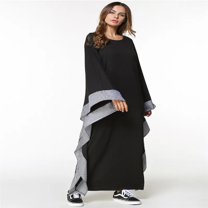 Модное женское мусульманское платье с длинным рукавом Islamic Abaya Jilbab винтажный коктейльный Макси кафтан