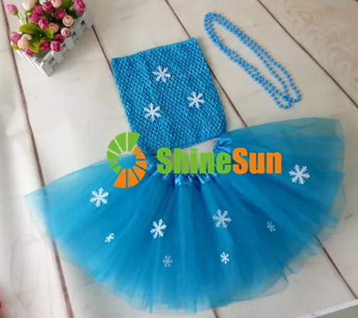

Blue Baby Girls Tutu Set Princess Snow Tutus Children Fancy Suit