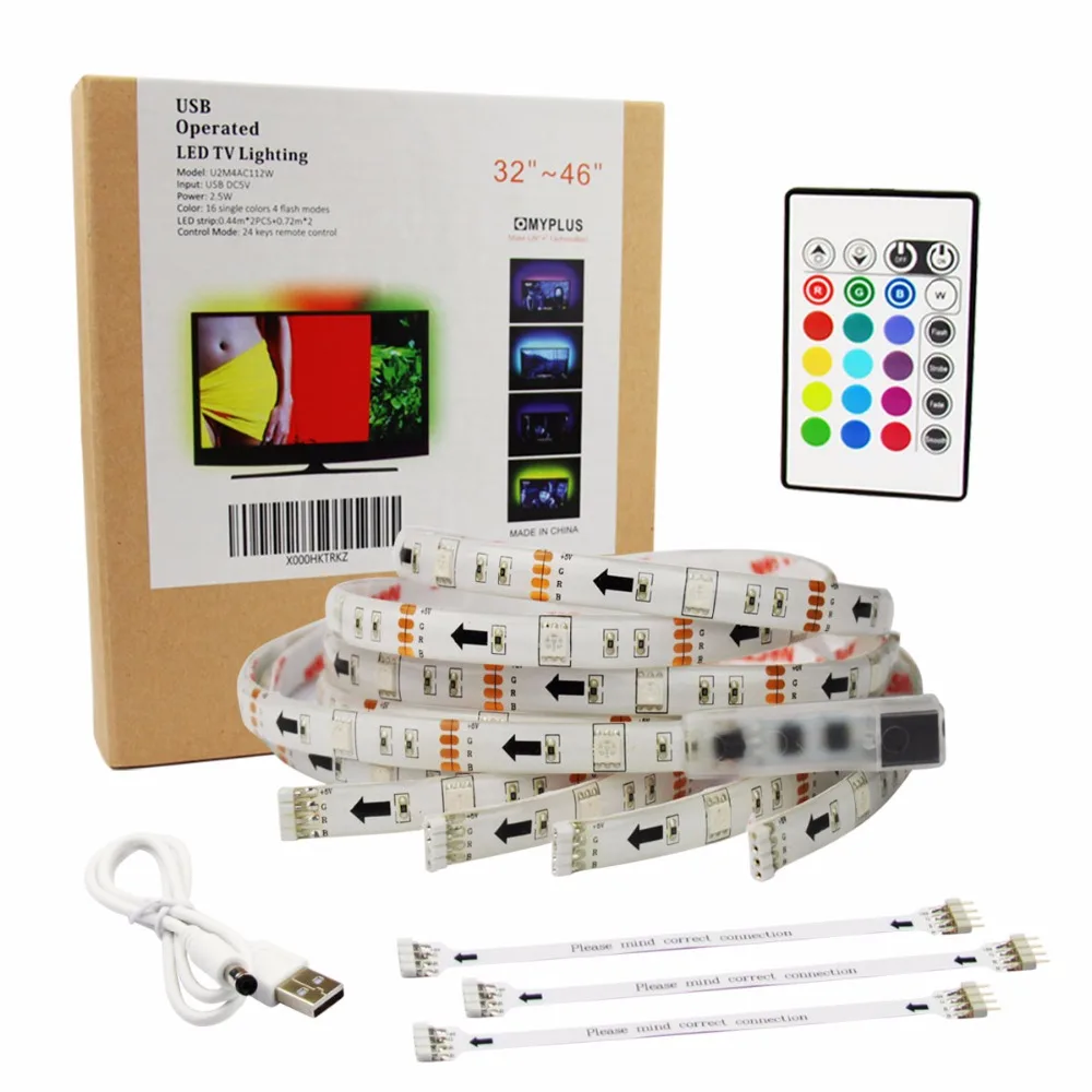 Сосуде USB Powered RGB LED ТВ/Мониторы подсветка led свет настроения для 32' 40 43 &quot48&quot 50