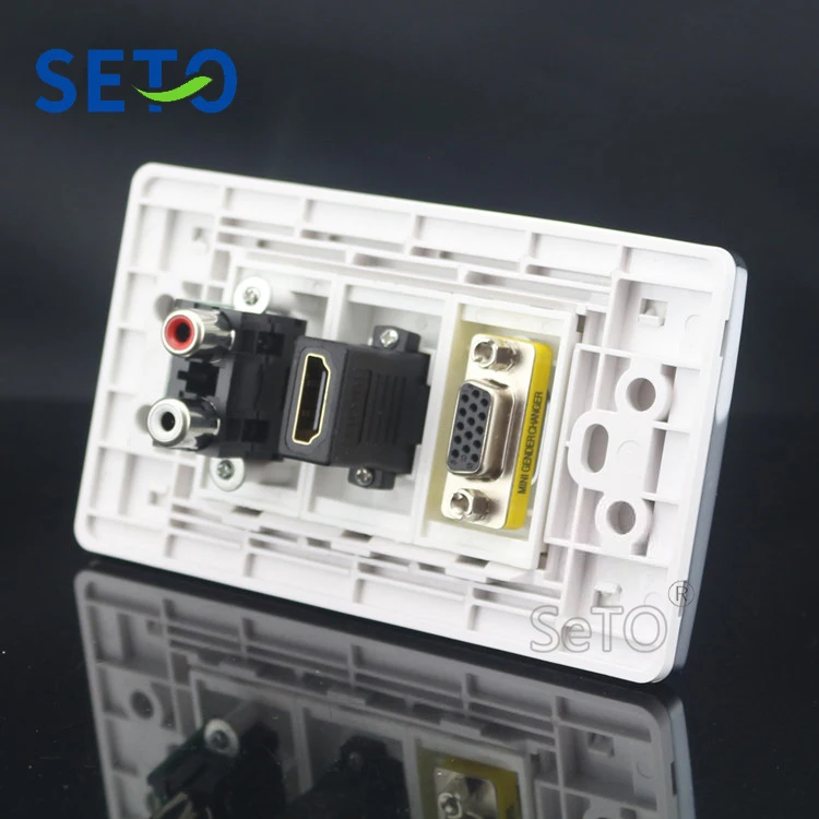 SeTo 120 тип один порт красный и белый аудио + HDMI VGA Панель настенная панель Разъем