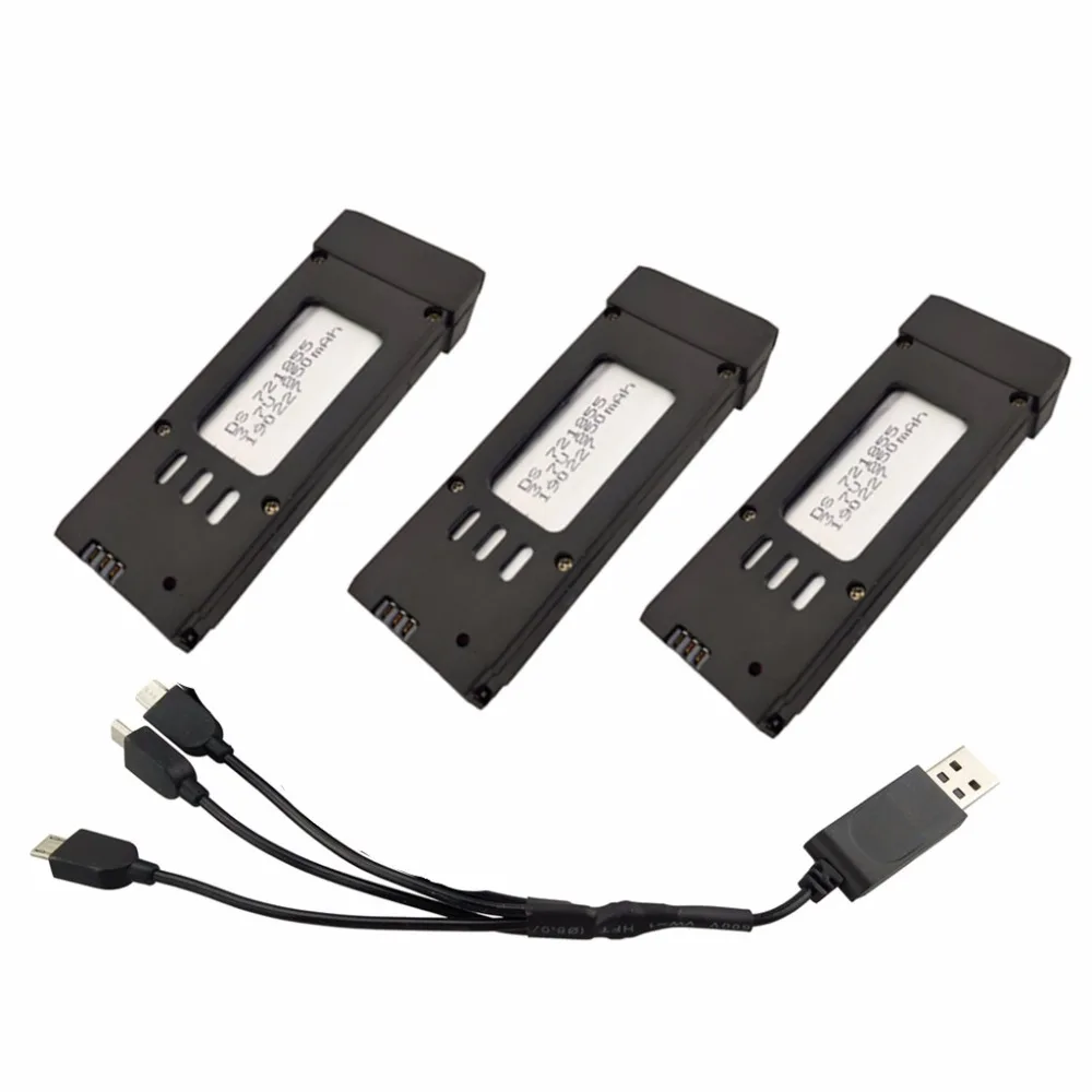3 шт. 3,7 в 850 мАч литиевая батарея с 1 поддержкой 3 зарядных кабеля для E58 JY019 GD88 L800 S168 складной Аккумулятор для квадрокоптера дрона