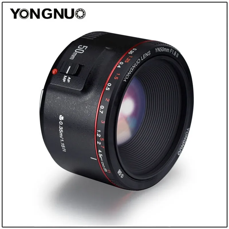 Объектив YONGNUO YN50mm F1.8 II с автофокусом объектив 50 мм большой апертурой для Canon 100d 650d
