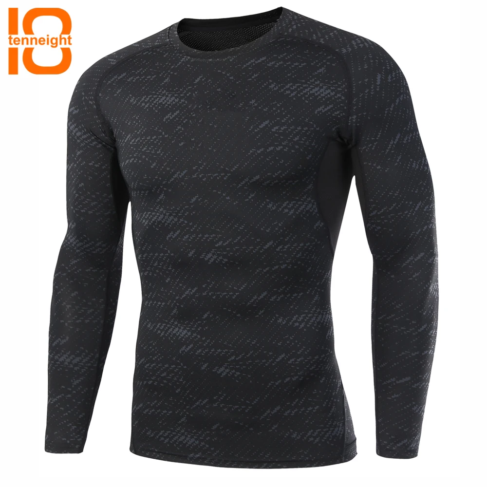 

TENNEIGHT Men's Sport Shirt Long Sleeve Compression Tight shirt Breathable Quick Dry Fitness Running T-Shirt Training sportswear