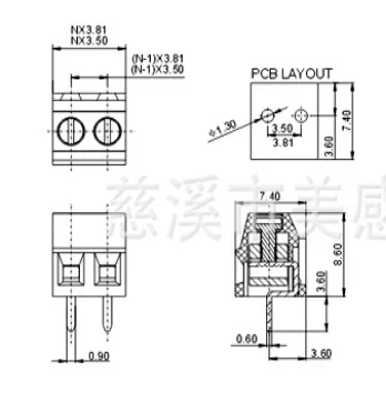 50 шт./лот MG128-2P/3 P/4 P/5 P/6 P Сращивание, винт типа PCB интервал 3,81 соединительные клеммы, терминал Зеленый KF128 зеленая медная ножка