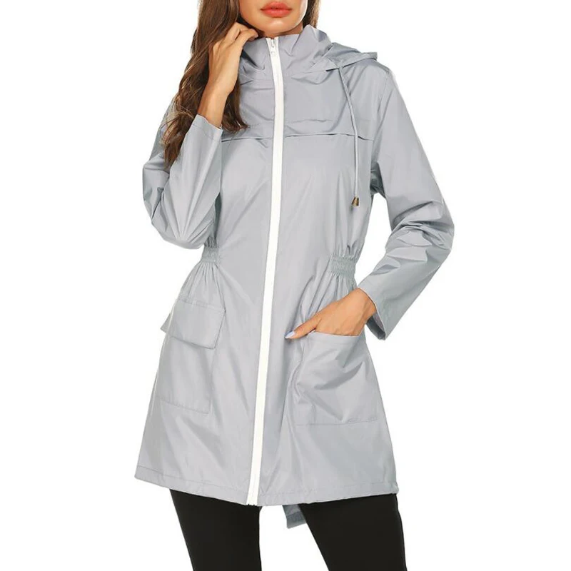 

Waterproof and light raincoat hooded windbreaker women fashion medium long outdoor mountaineering clothing Jackets Female jacket