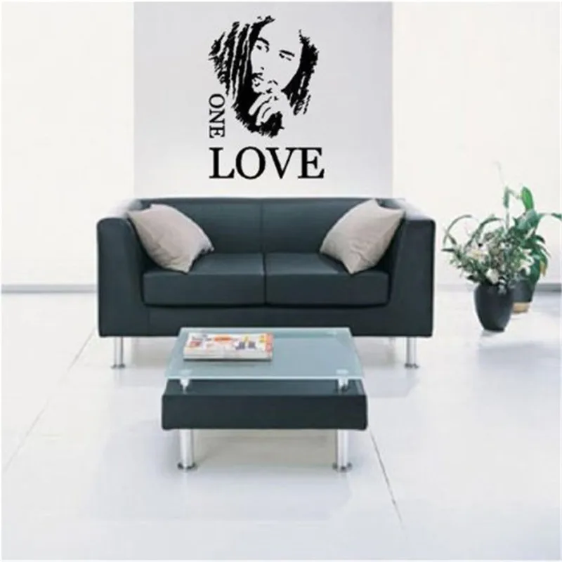 1 шт. 43x61 см Bob Marley ONE Love виниловая наклейка на стену стикер для комнаты в общежитии