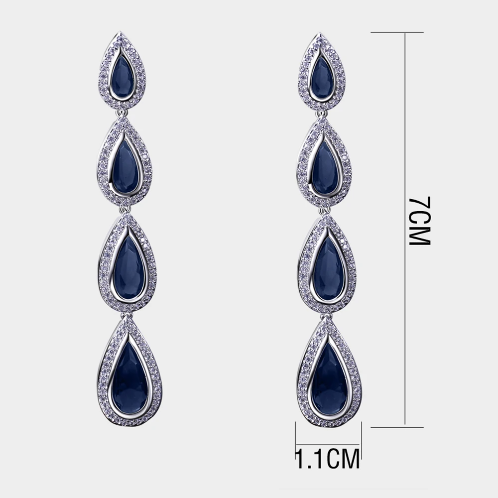 New Design Long big Earrings oorbellen voor vrouwen Blue Green White Colors High Quality CZ Stones Tear Drop Crystal | Украшения и