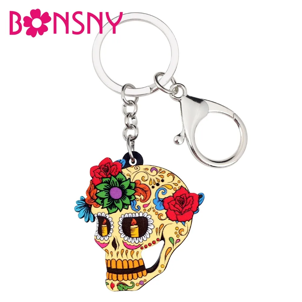 Классическая акриловая цепочка для ключей с черепом Bonsny на Хэллоуин модные