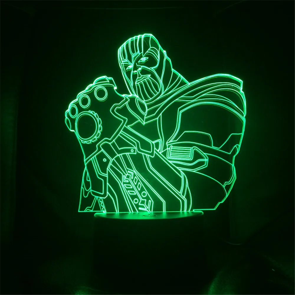 Мстители Thanos Infinity Gauntlet 3D ночник Endgame визуальная Настольная лампа с изменением