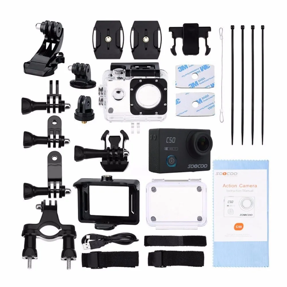 Спортивная Экшн камера SOOCOO C50 4K HD WiFi 2 дюймовый ЖК экран видеокамера 12 МП