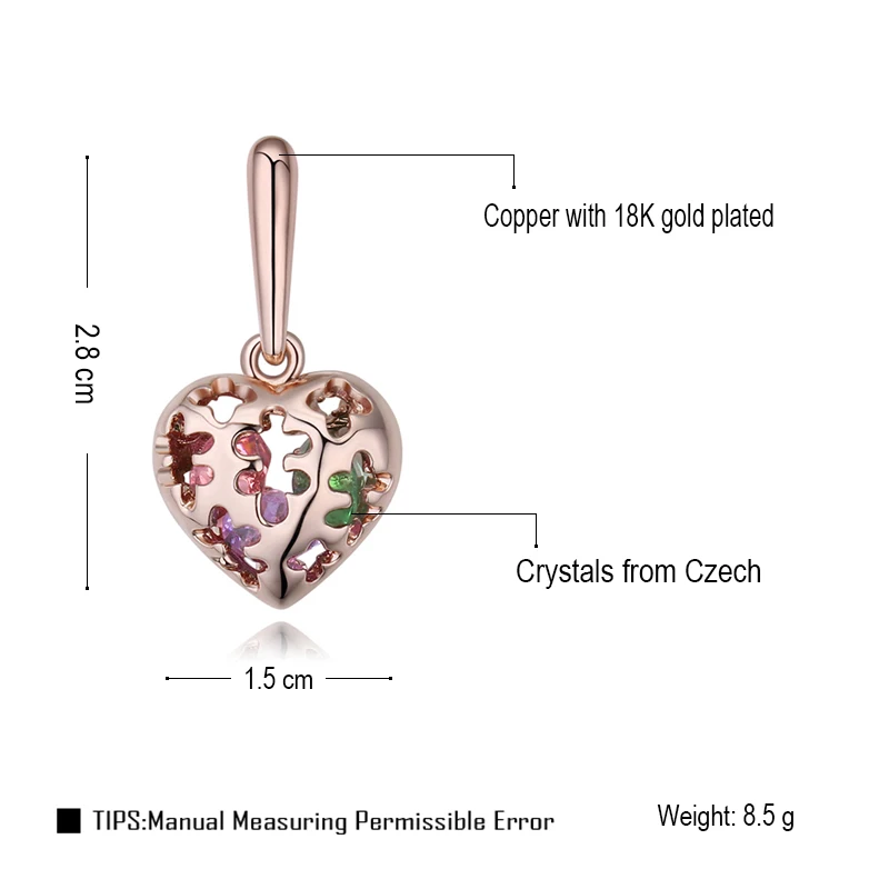 Malanda Марка Кристалл от Swarovski Мода Сердце Форма Ожерелья для мужчин Серьги