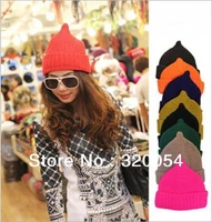 1pcsautumn and winter pure color leisure high top onion cap fashion knitted hat cap women and menmulticolor