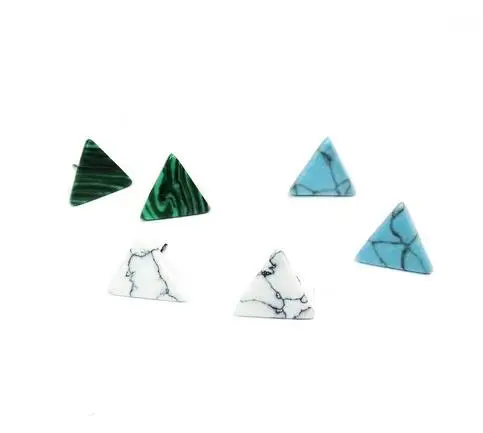 Женские серьги гвоздики с натуральным белым и синим камнем|fashion stud earrings|stud earringsstud