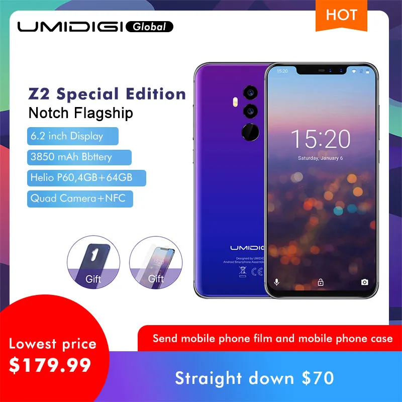 UMIDIGI Z2 специальное издание Helio P23 2 0 ГГц 19:9 6 &quotFHD + полный экран 4G 64 ГБ Android 8 1 телефон
