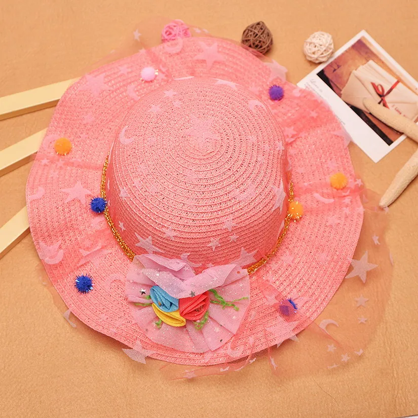 ГОРЯЧАЯ! дети Звезда Марлевые Цветы Солнце Пляж Visor Шляпы Моды Милые Девушки