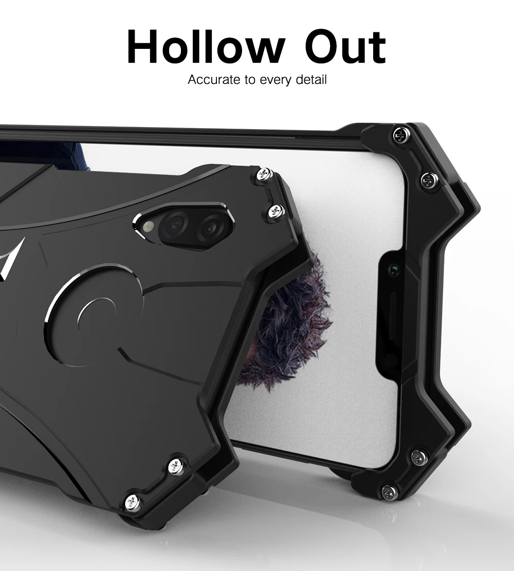 

R-JUST Case For Huawei honor play Nova 3 3I Metal Aluminum Heavy Duty Protection Shockproof Phone Cover Shell