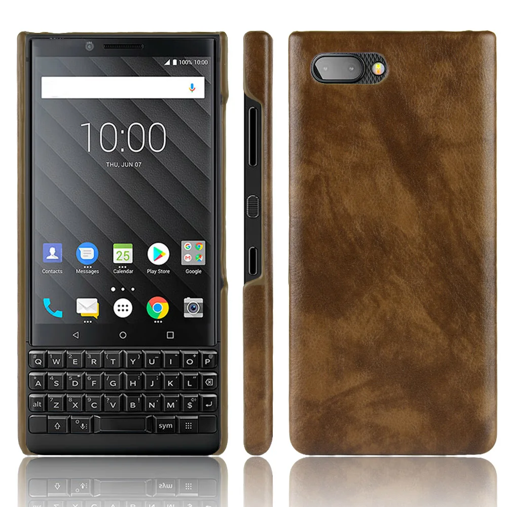 Роскошный деловой кожаный чехол KeyTwo в стиле ретро из кожи личи для BlackBerry Key Two Cover 2