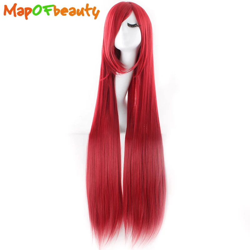 MapofBeauty 39 &quotДлинные прямые парики для косплея темно Красного цвета парик костюм
