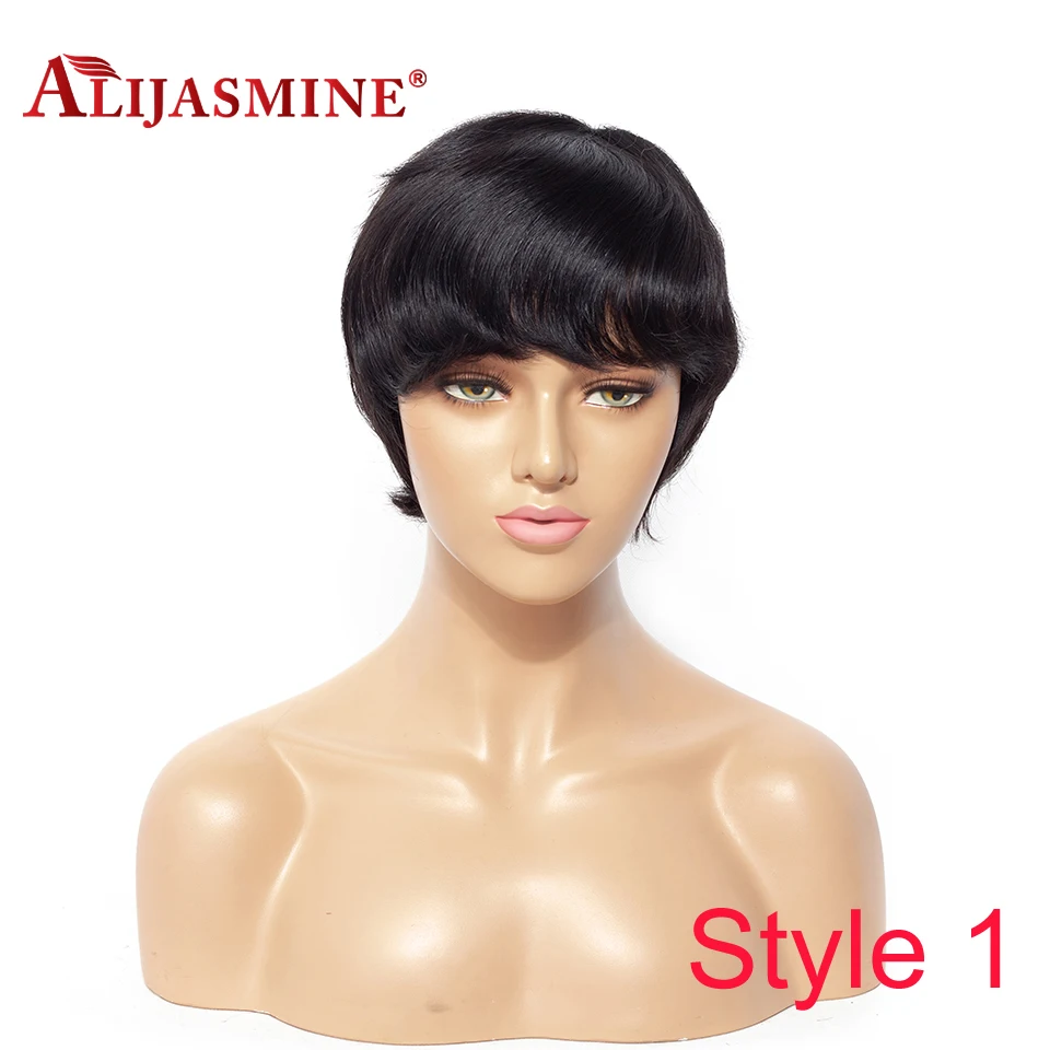 6 inch Short Wigs For Women Brazilian Remy Hair Machine Made Wig 4 Styles Free Shipping | Шиньоны и парики