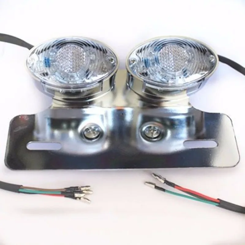 

Motorcycle Chrome LED Turn Signal Tail Brake Light W/ License Plate Holder Clear Lens For Harley Wide Glide Super Glide Softail