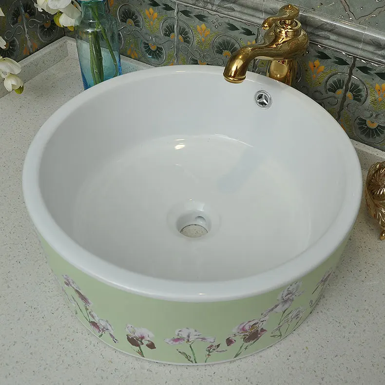 [ New ] King Yan starting Jingdezhen Ceramic Art Basin Counter wash basin washbasin Iris |