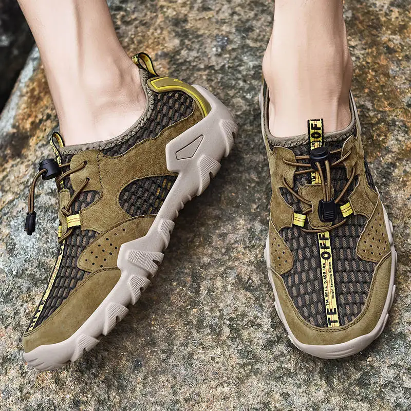 CAMEL JINGE 2021 New Outdoor Shoes Trekking Summer Size 45 Colors Slip on Beach Breathable Leather Utility Hiking Shoes for Men