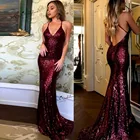 Женское длинное вечернее платье, бордовое сексуальное платье с открытой спиной и глубоким V-образным вырезом, длинное платье для выпускного вечера, 2019