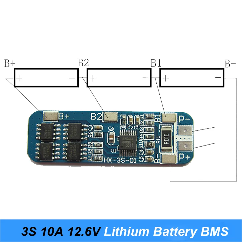3S 10A 12V литиевая батарея зарядное устройство защитный модуль BMS для 3 шт 18650 Lipo