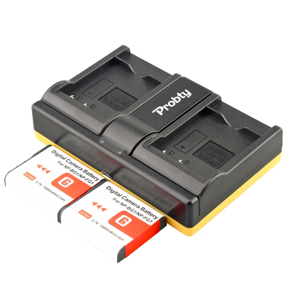 Probty 2 шт. NP-BG1 NP BG1 Камера Батарея + USB Dual Зарядное устройство для SONY DSC W130 W210 W220 W300 H10 H50