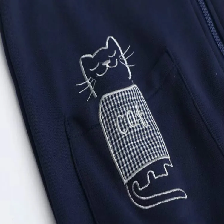 Новинка 2018 года женское Свободное пальто с капюшоном и вышивкой в виде кота