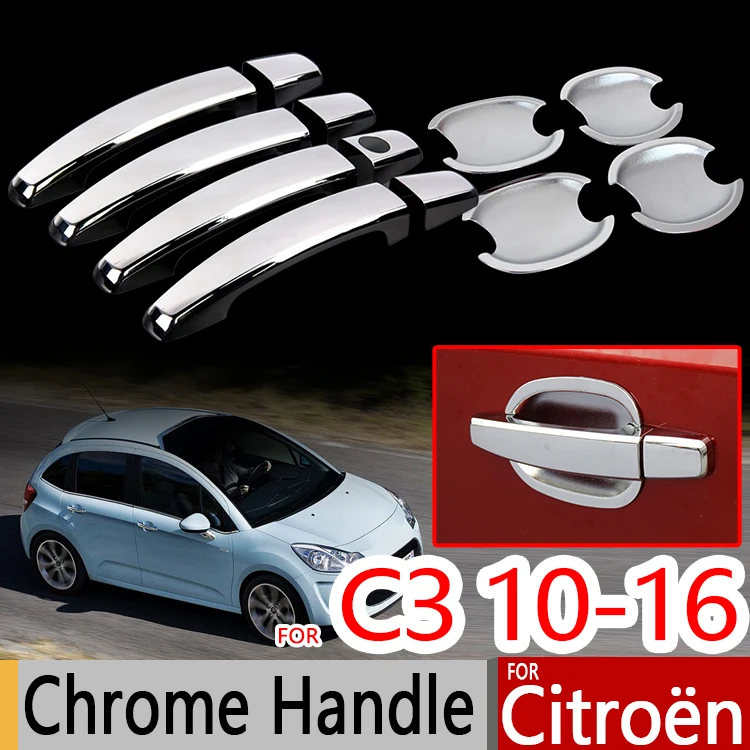 Купи Chrome Door Handle Covers Trim Set for Citroen C3 Mk2 2010 2011 2013 2014 2015 2016 Accessories Stickers Car Styling VT VTR+ за 668 рублей в магазине AliExpress