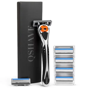 Бритва для бритья Qshave Black Spider Man, подходит для Quattro Titanium (1 шт., 6 шт. X5 лезвия из Германии)