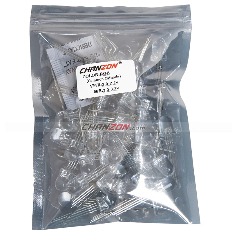 Светодиодный диодный светильник RGB (красный зеленый синий) триколор прозрачный